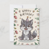 Editable Little Wolf Digital Geburtstag Karte (Vorderseite)