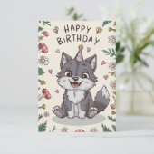 Editable Little Wolf Digital Geburtstag Karte (Stehend Vorderseite)