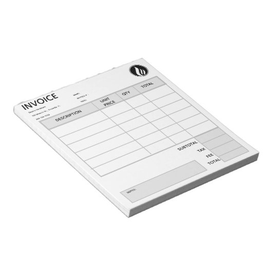 Editable Logo Invoice Notizblock (angewinkelt)