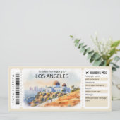 Editable Los Angeles Flugzeug Ticket, LA Trip Einladung (Stehend Vorderseite)