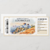 Editable Los Angeles Flugzeug Ticket, LA Trip Einladung (Vorne/Hinten)
