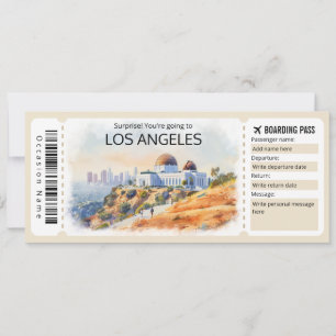 Editable Los Angeles Flugzeug Ticket, LA Trip Einladung