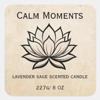 Editable Lotus Flower Product Quadratischer Aufkleber