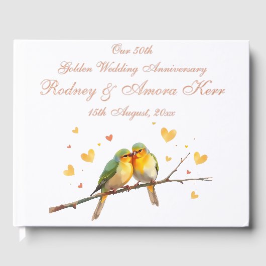 Editable Love Birds Wedding Anniversary Gästebuch (Vorderseite)