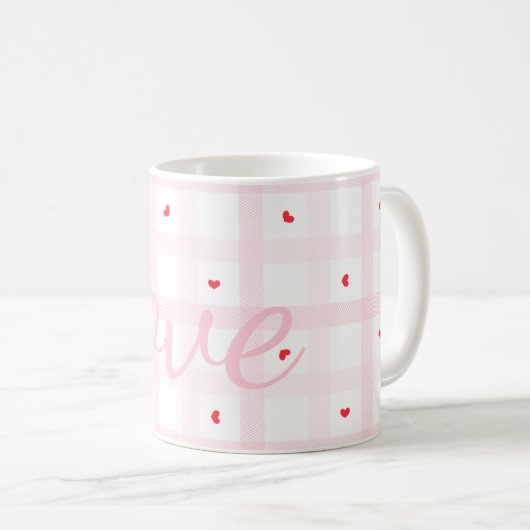 Editable Love Heart Pattern Cute Romantic Seamless Kaffeetasse (VorderseiteRechts)