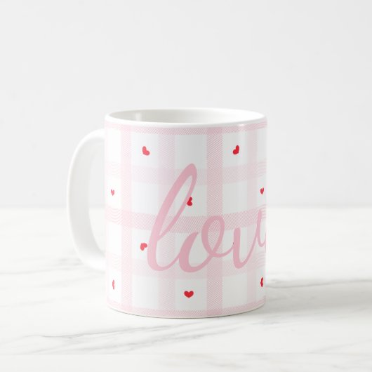 Editable Love Heart Pattern Cute Romantic Seamless Kaffeetasse (Vorderseite Links)