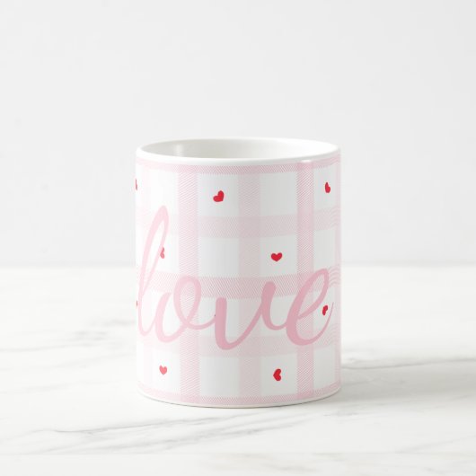 Editable Love Heart Pattern Cute Romantic Seamless Kaffeetasse (Mittel)