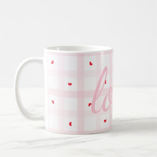 Editable Love Heart Pattern Cute Romantic Seamless Kaffeetasse (Links)