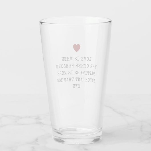 Editable Love Quote Valentine's  Glas (Rückseite)
