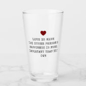 Editable Love Quote Valentine's Glas (Vorderseite)