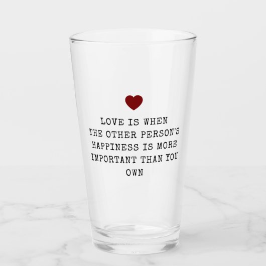 Editable Love Quote Valentine's  Glas (Vorderseite)
