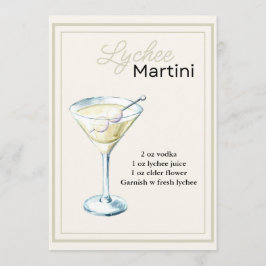 Editable Lychee Martini Recipe Card Menükarte