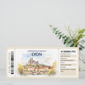 Editable Lyon Flugzeug Ticket, Lyon Trip Einladung (Stehend Vorderseite)