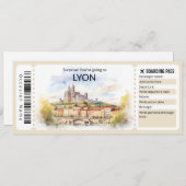 Editable Lyon Flugzeug Ticket, Lyon Trip Einladung (Vorne/Hinten)