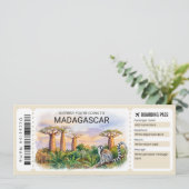 Editable Madagascar Trip Boarding Pass Ticket Einladung (Stehend Vorderseite)