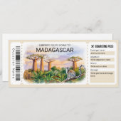 Editable Madagascar Trip Boarding Pass Ticket Einladung (Vorne/Hinten)