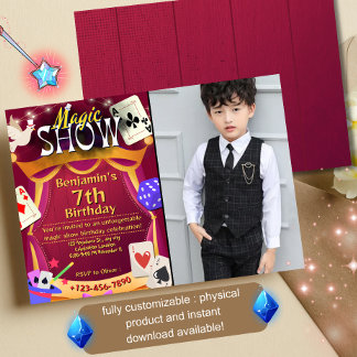 Editable Magic Show Birthday Einladung für Kinder
