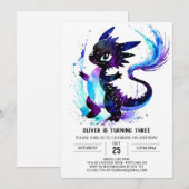 Editable Magical Dragon Digital Boy Geburtstag Einladung (Vorne/Hinten)