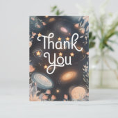 Editable Magical Galaxy Celestial Dankeskarte (Stehend Vorderseite)