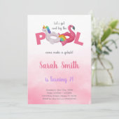 Editable Magical Summer Swim Party laden Einladung (Stehend Vorderseite)