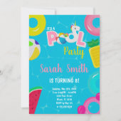 Editable Magical Summer Swim Party laden Einladung (Vorderseite)