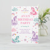 Editable Magical Unicorn Birthday Card Einladung (Stehend Vorderseite)
