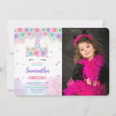 Editable Magical Unicorn Foto Einladung (Vorderseite)