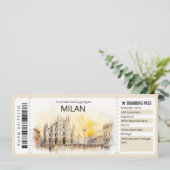 Editable Mailand Boarding Pass Italia Flugzeug Tic Einladung (Stehend Vorderseite)