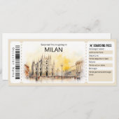 Editable Mailand Boarding Pass Italia Flugzeug Tic Einladung (Vorne/Hinten)