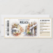 Editable Malaga Boarding Pass Flugzeug Ticket Einladung (Vorderseite)