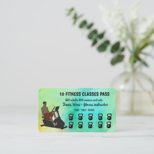 Editable Male 10 Fitnessen Klasse Pass Rabattkarte (Stehend Vorderseite)