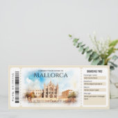 Editable Mallorca Flugzeug Boarding Ticket Einladung (Stehend Vorderseite)