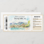 Editable Mallorca Flugzeug Boarding Ticket Einladung (Vorne/Hinten)