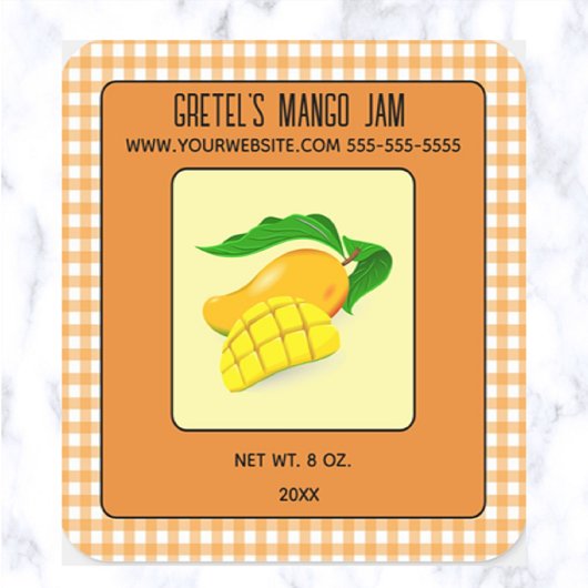 Editable Mango Jam Quadratischer Aufkleber