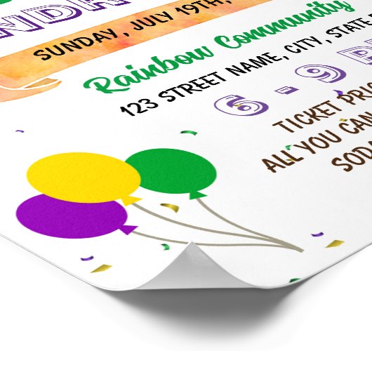 Editable Mardi Gras Fundraiser Flyer Poster (Ecke)