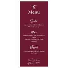 Editable Maroon Wedding Flat Menu Card 