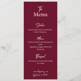 Editable Maroon Wedding Flat Menu Card  Menükarte