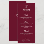 Editable Maroon Wedding Flat Menu Card  Menükarte (Vorne/Hinten)