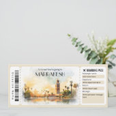 Editable Marrakesch Boarding Pass Flugzeug Ticket Einladung (Stehend Vorderseite)