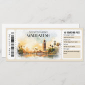 Editable Marrakesch Boarding Pass Flugzeug Ticket Einladung (Vorne/Hinten)