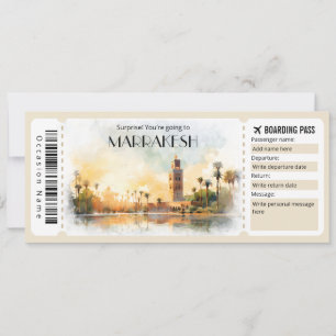 Editable Marrakesch Boarding Pass Flugzeug Ticket Einladung