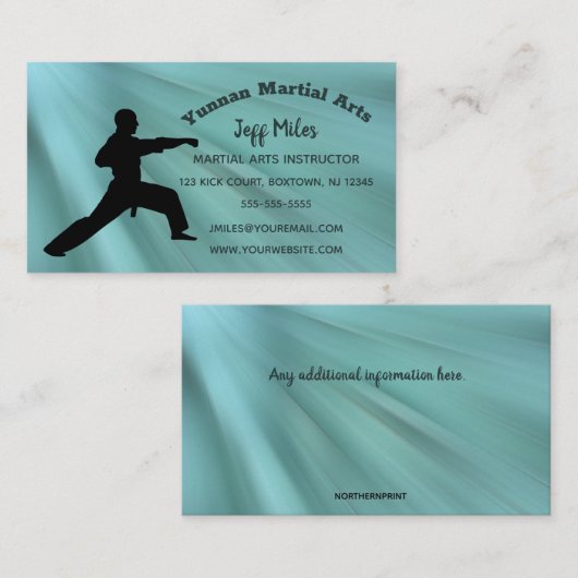 Editable Martial Arts Instructor Visitenkarte (Vorne/Hinten)