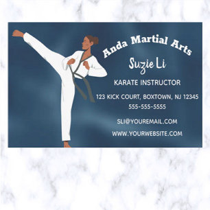 Editable Martial Arts Karate Instructor Visitenkarte