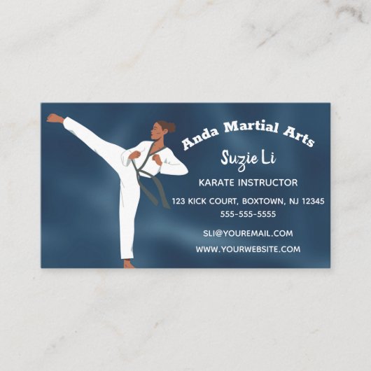 Editable Martial Arts Karate Instructor Visitenkarte (Vorderseite)