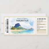 Editable Mauritius Boarding Pass Flugzeug Ticket Einladung (Vorderseite)
