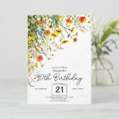 Editable Meadow Wildblumen 40. Geburtstag Einladung (Stehend Vorderseite)