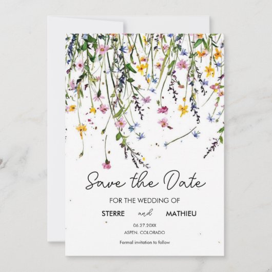 Editable Meadow-Wildblumen Save The Date (Vorderseite)