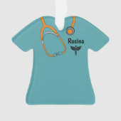 Editable Medical Scrubs Caduceus Name Christmas Ornament (Vorderseite)