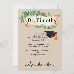 Editable Medical student graduation invitation Einladung