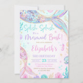 Editable Meerjungfrau zum Geburtstag Einladung unt (Vorderseite)